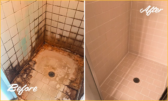 Before and After Picture of a Hubert SSealed to Fix and Prevent Water Damage