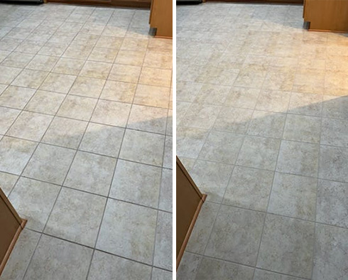 Floor Before and After a Grout Sealing in Wilmington, NC