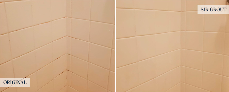 Shower Walls Before and After a Grout Sealing in Wilmington