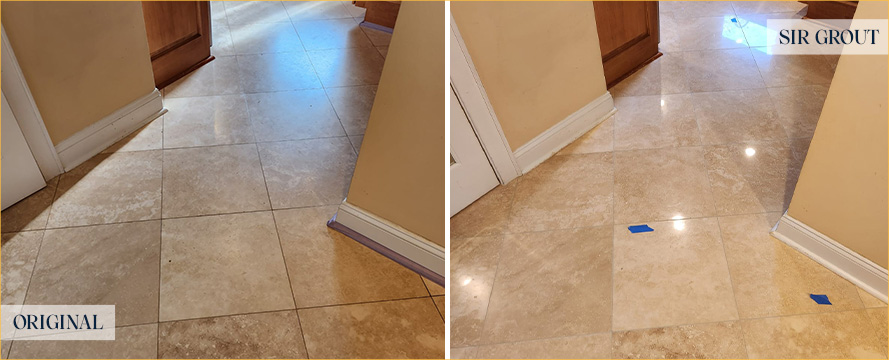 Floor Before and After a Flawless Stone Sealing in Hampstead, NC