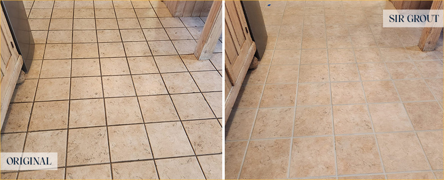 Kitchen Floor Restored by Our Tile and Grout Cleaners in Gloucester, NC